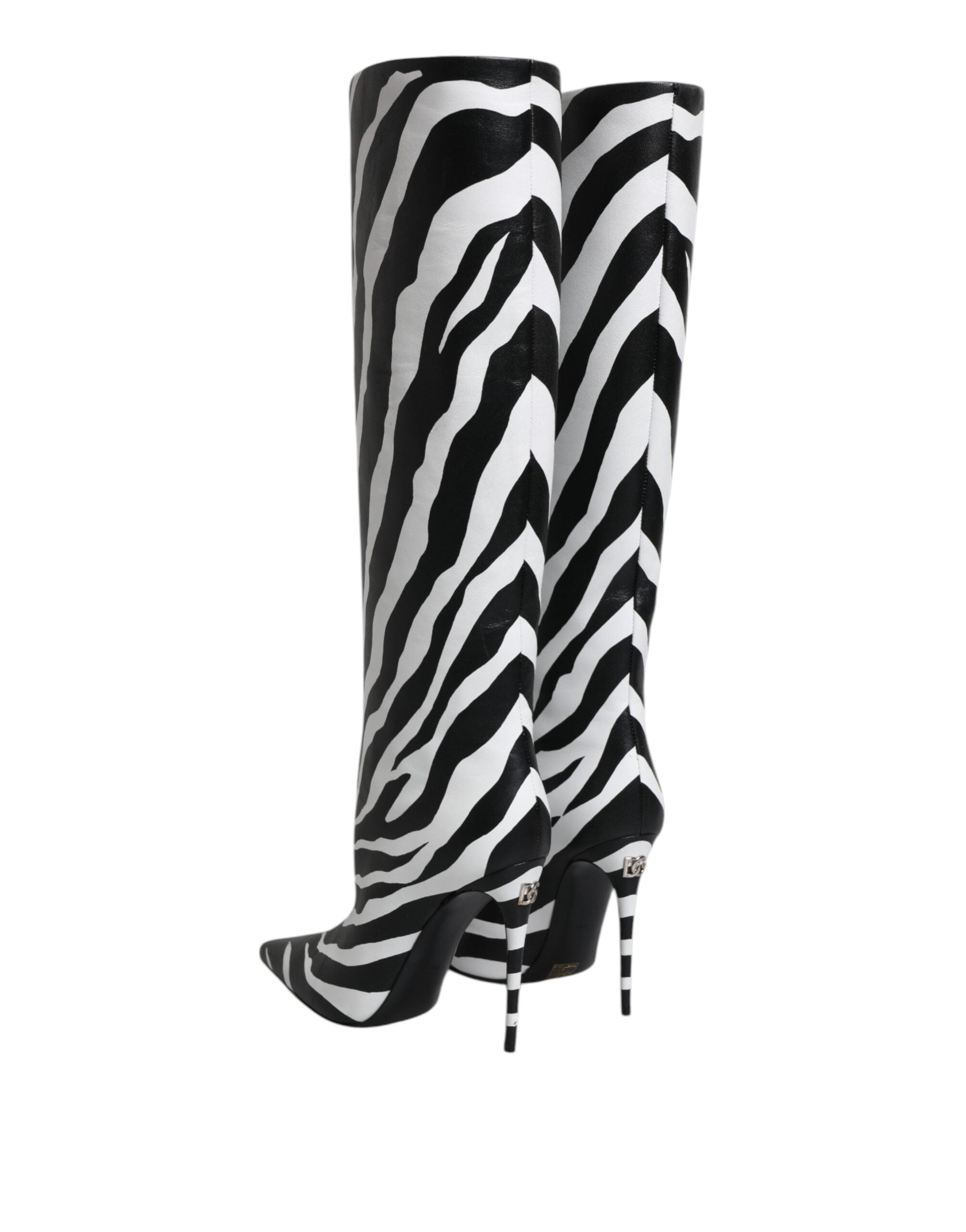 Botas altas con tacón de cebra en blanco y negro de Dolce & Gabbana-5