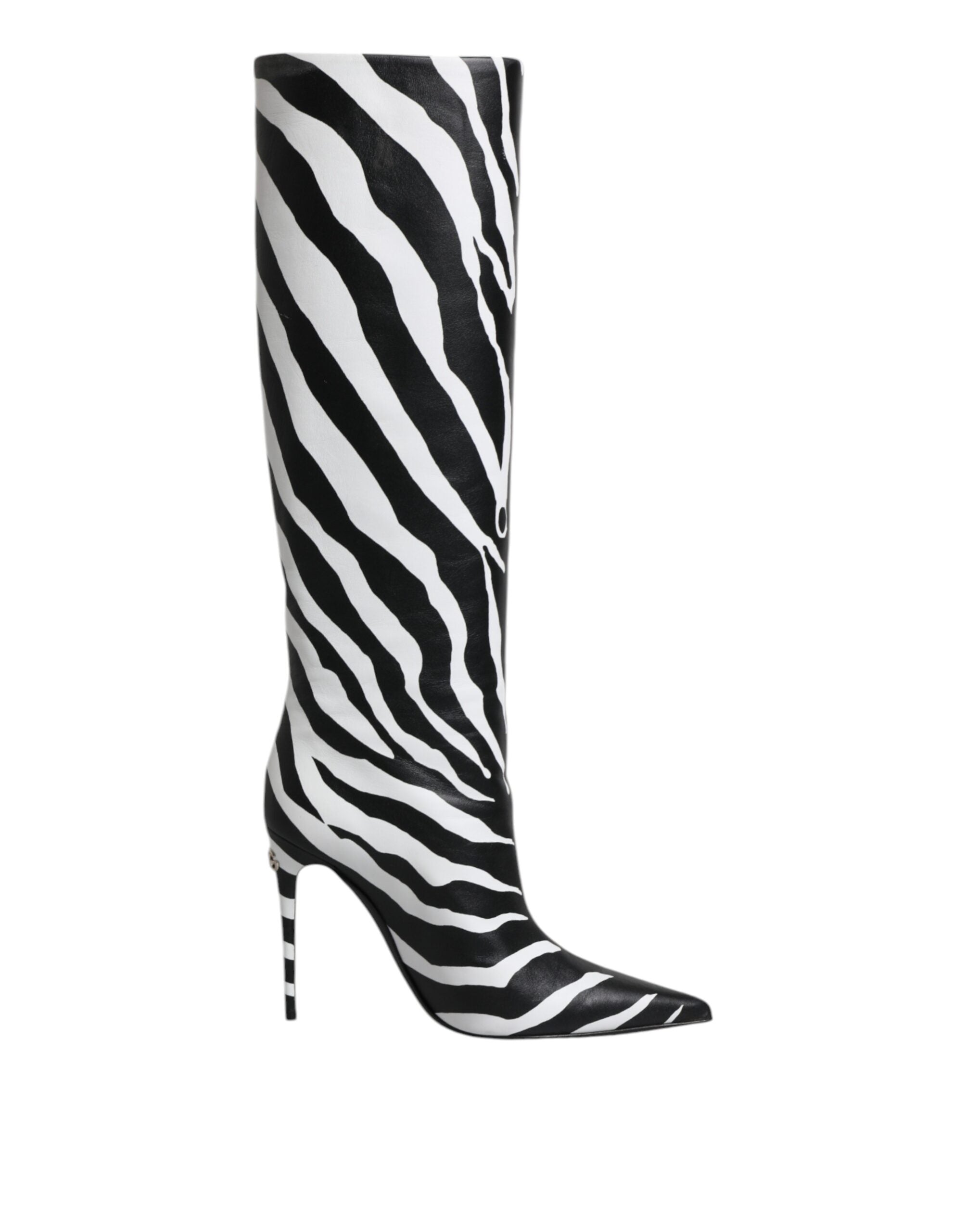 Botas altas con tacón de cebra en blanco y negro de Dolce & Gabbana-7