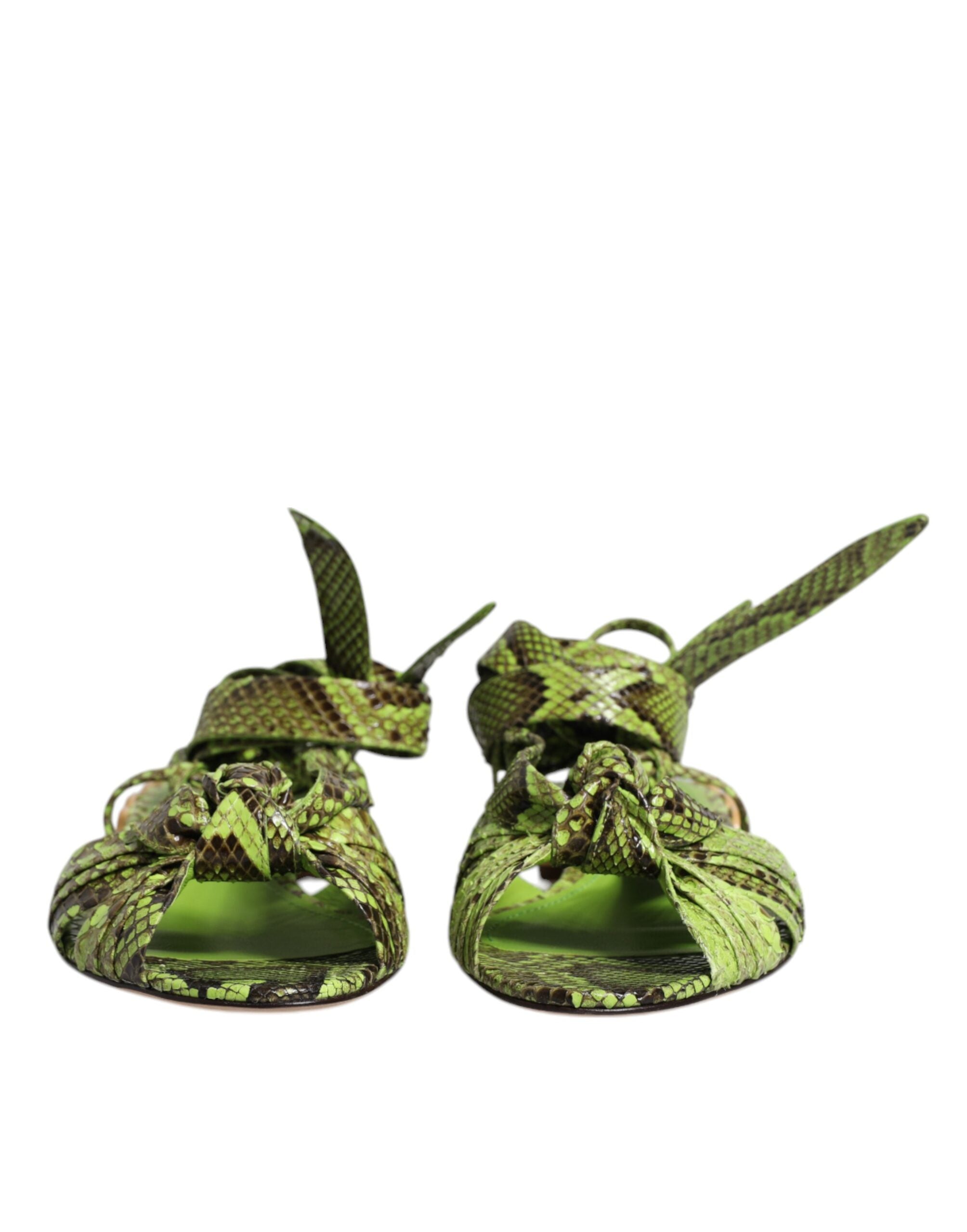 Dolce & Gabbana Grüne Animal Print Ankle Wrap Sandalen Schuhe-2