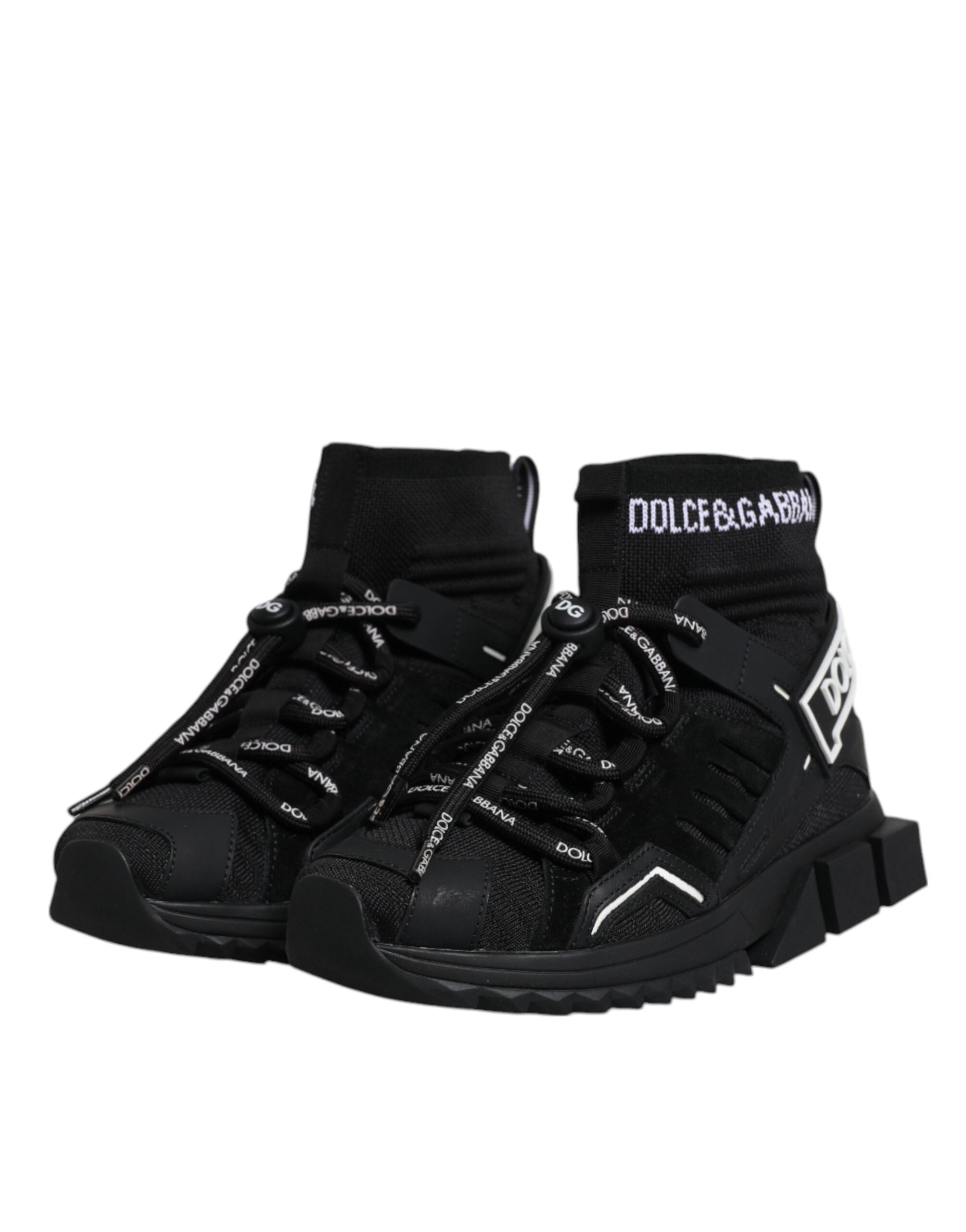 Dolce & Gabbana Black Sorrento Socks Logo Sneakers Shoes-4