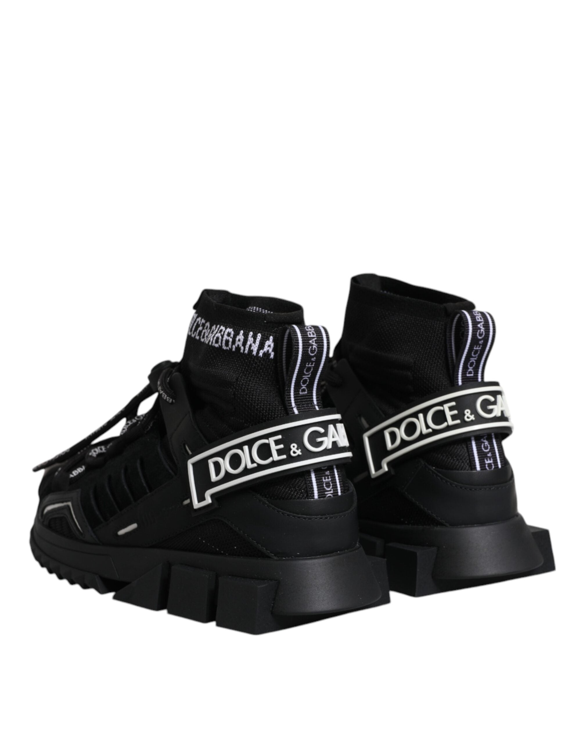 Dolce & Gabbana Black Sorrento Socks Logo Sneakers Shoes-5