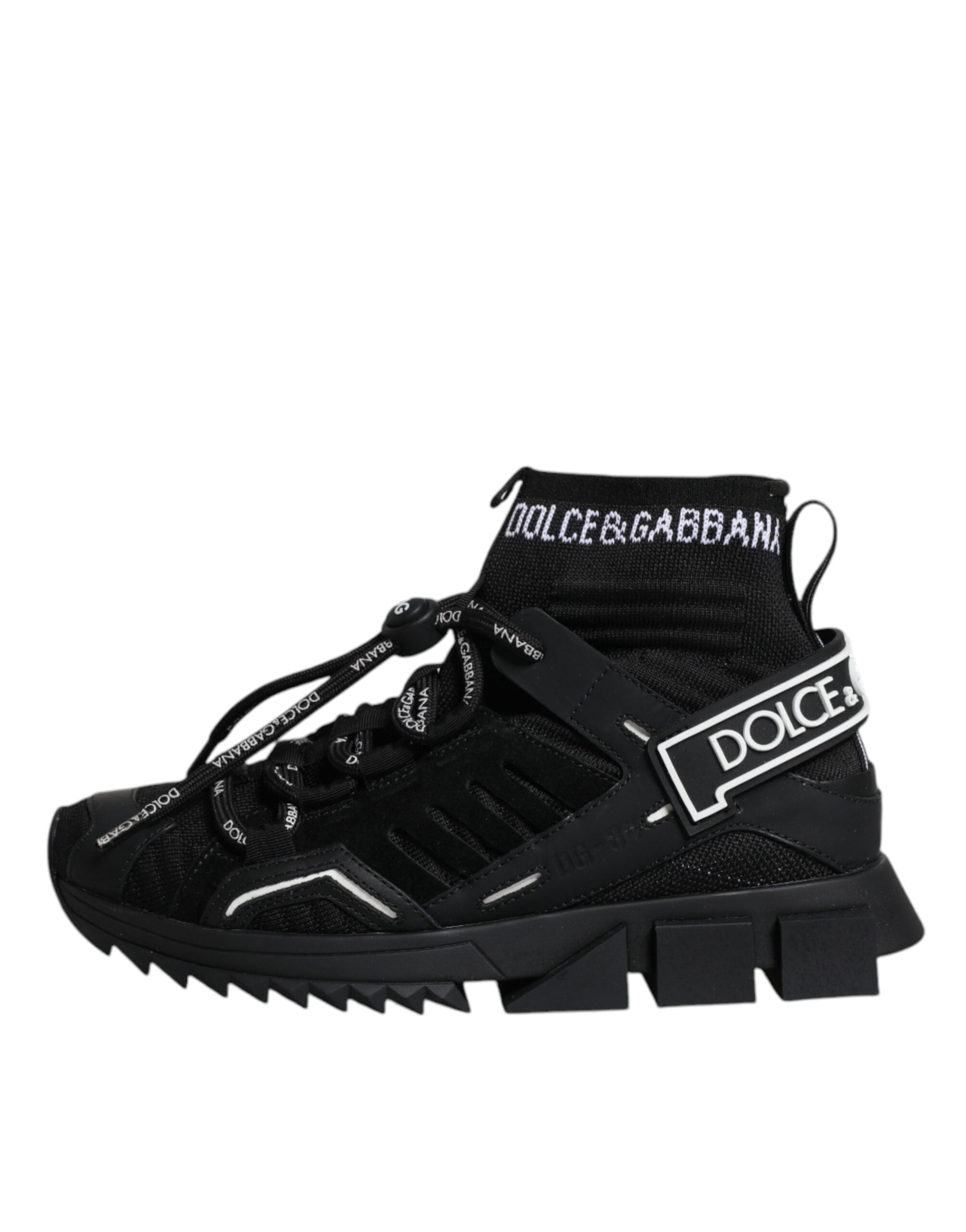 Dolce & Gabbana Black Sorrento Socks Logo Sneakers Shoes-6