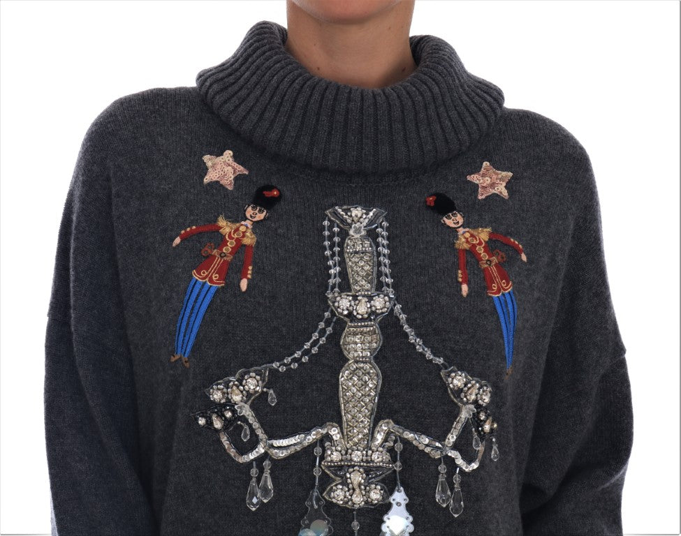 Dolce & Gabbana Fairy Tale Crystal Gray cashmere sweater-3