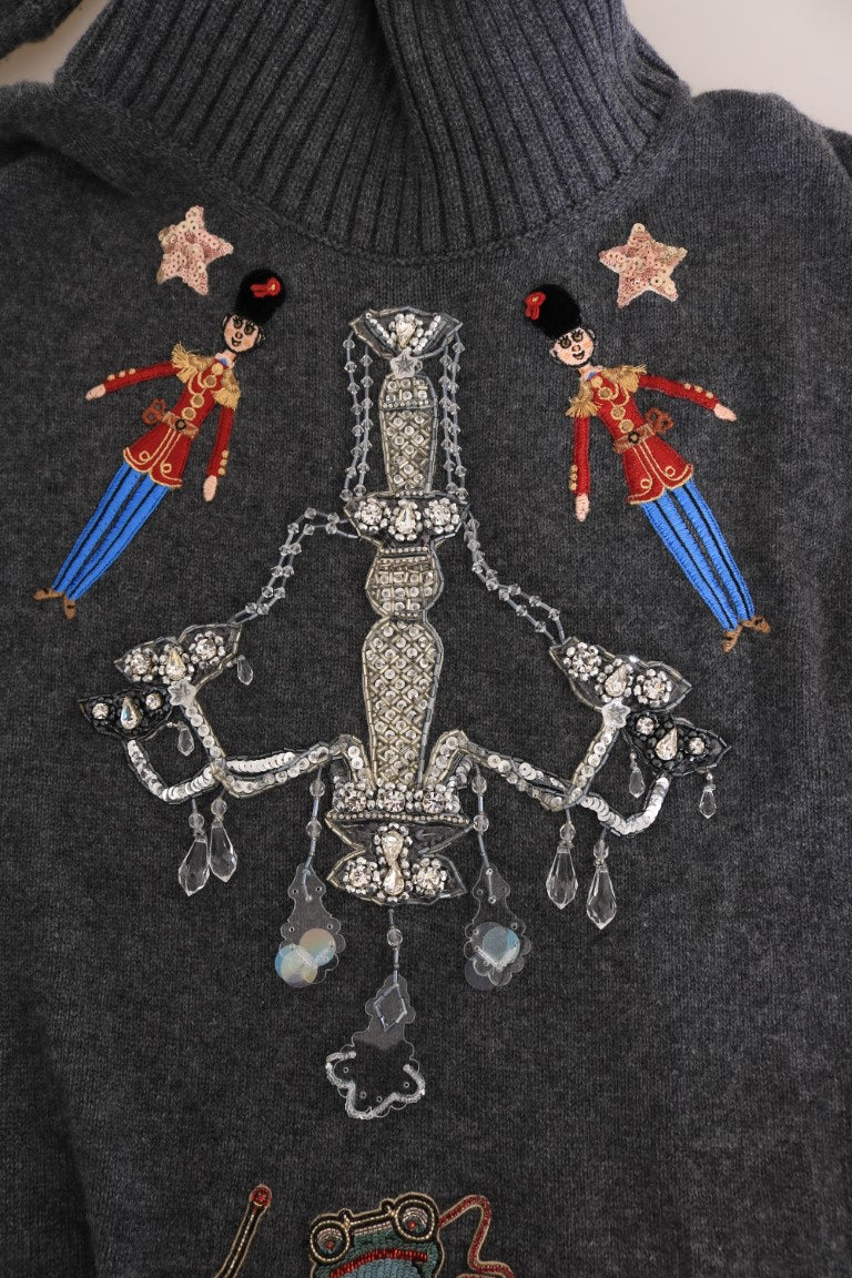 Dolce & Gabbana Fairy Tale Crystal Gray cashmere sweater-4