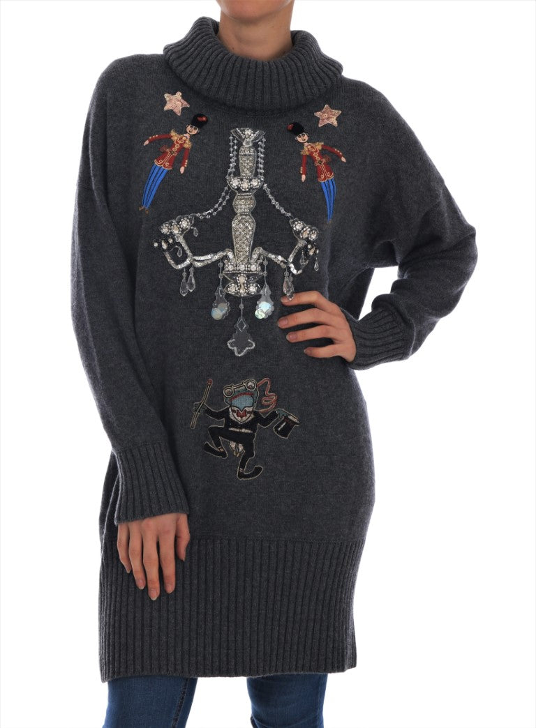 Dolce & Gabbana Fairy Tale Crystal Gray cashmere sweater