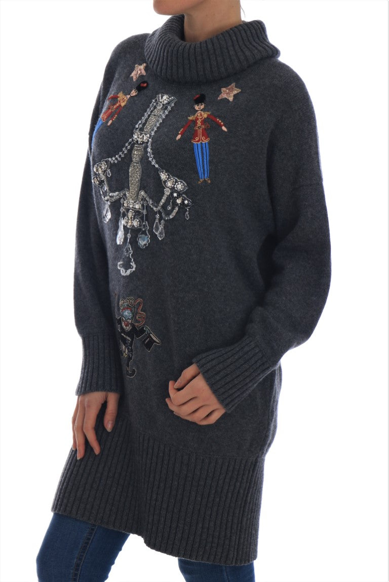 Dolce & Gabbana Fairy Tale Crystal Gray cashmere sweater-5