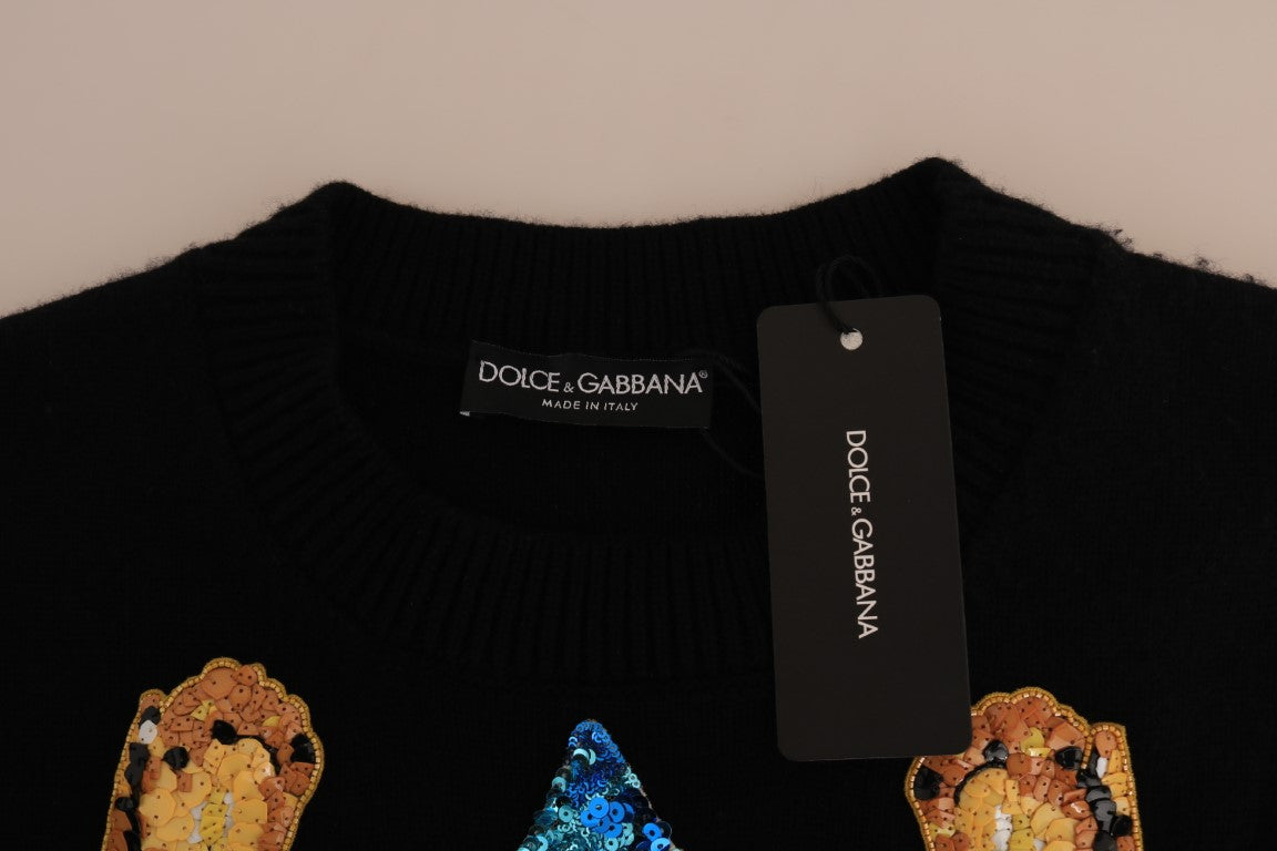 Suéter de cachemira negro con cristales Fairy Tale de Dolce & Gabbana-4