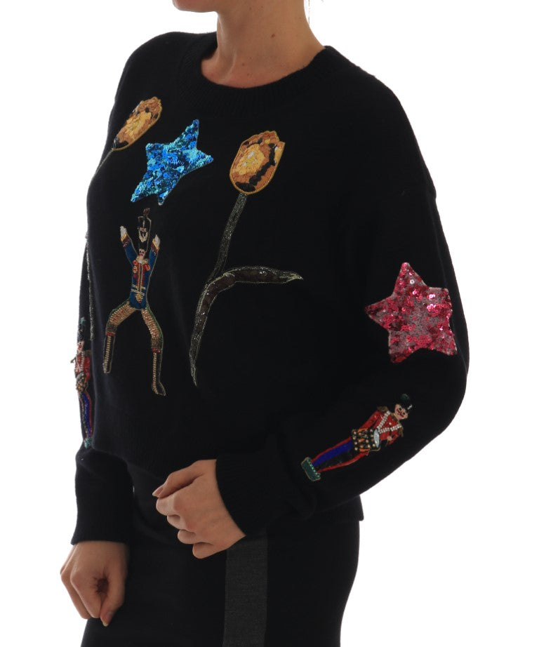 Suéter de cachemira negro con cristales Fairy Tale de Dolce & Gabbana-5