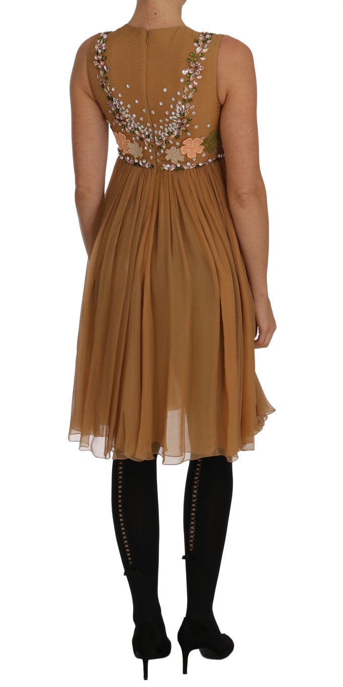 Dolce & Gabbana A-line dress in golden crystal silk-2