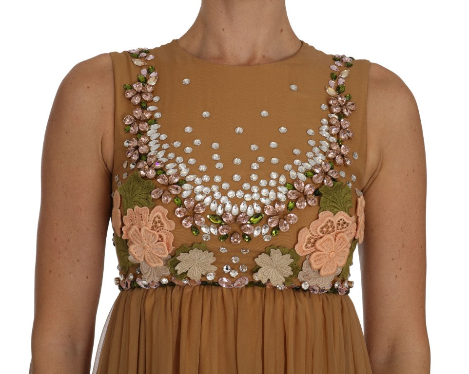 Dolce & Gabbana A-line dress in golden crystal silk-3