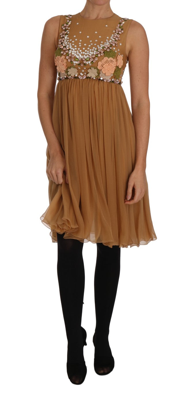 Dolce & Gabbana A-line dress in golden crystal silk