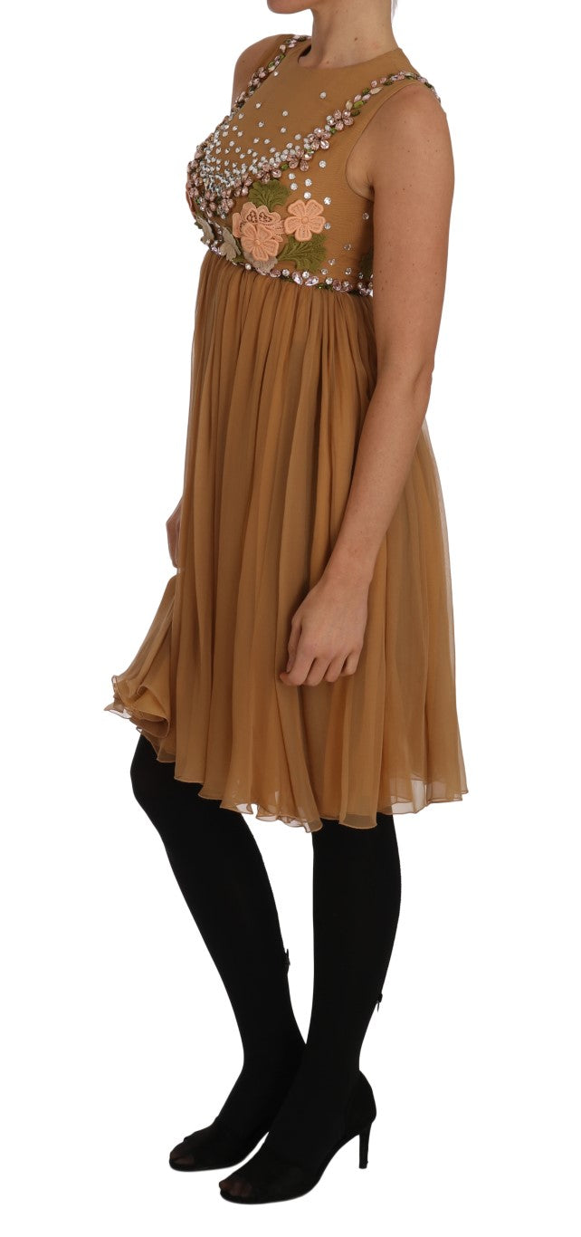 Dolce & Gabbana A-line dress in golden crystal silk-4