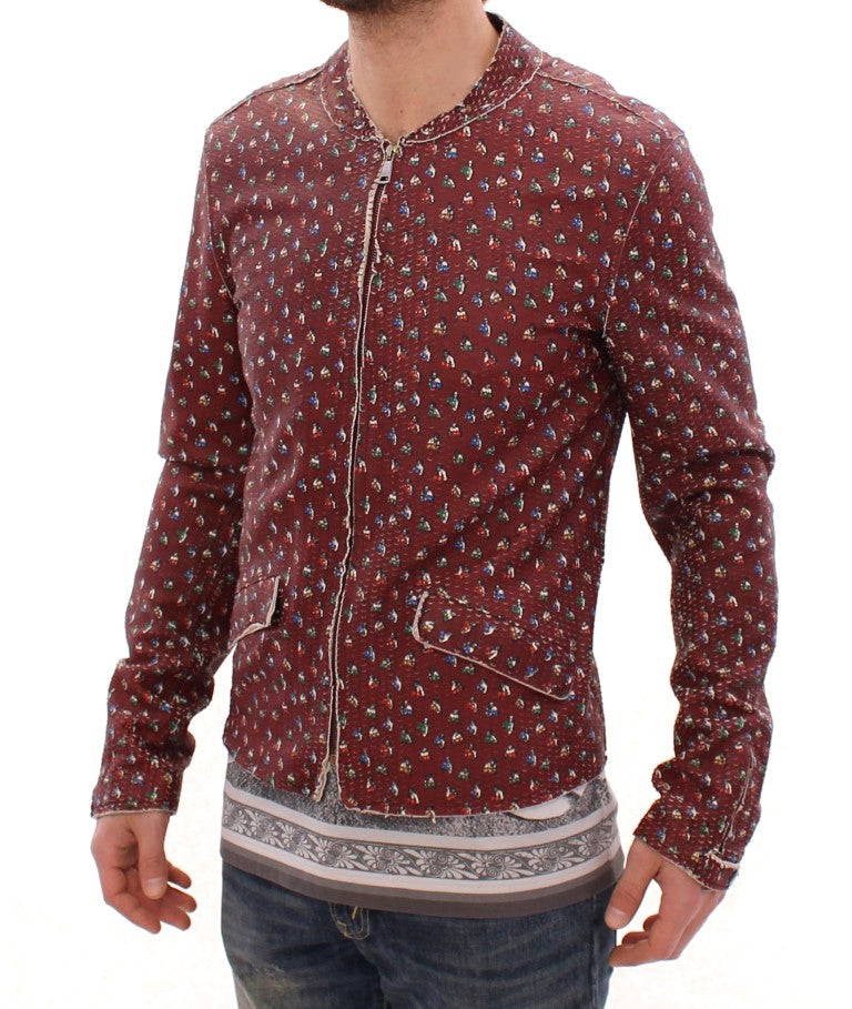 Dolce & Gabbana Bordeaux Leather Boxer Print Jacket Coat-2