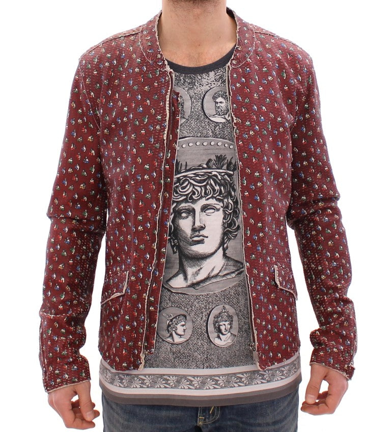 Dolce & Gabbana Bordeaux Leather Boxer Print Jacket Coat-5