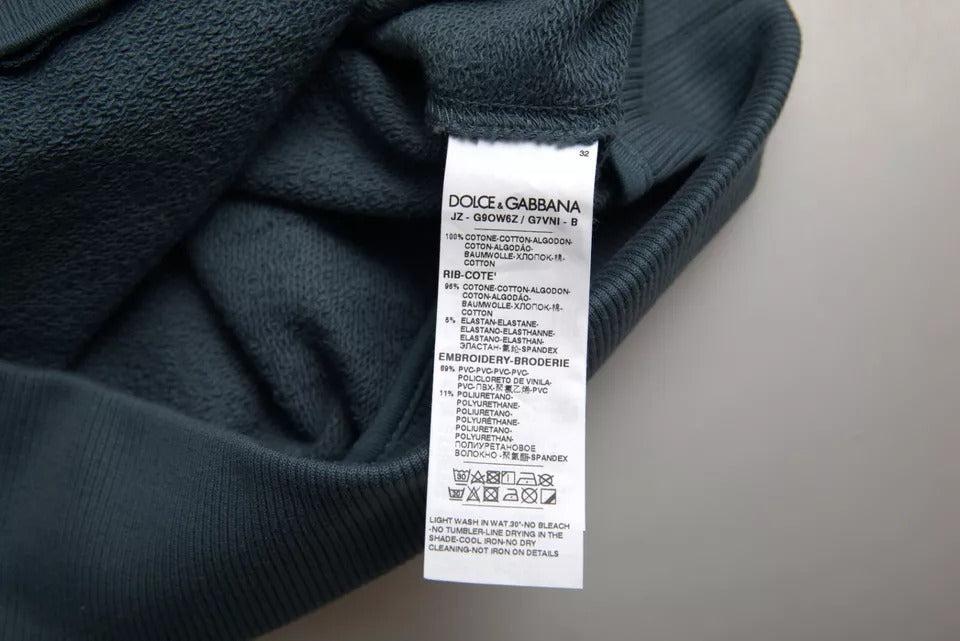 Dolce & Gabbana Blauer Baumwoll-Logoaufnäher Rundhalsausschnitt Herren Pullover Pullover-6