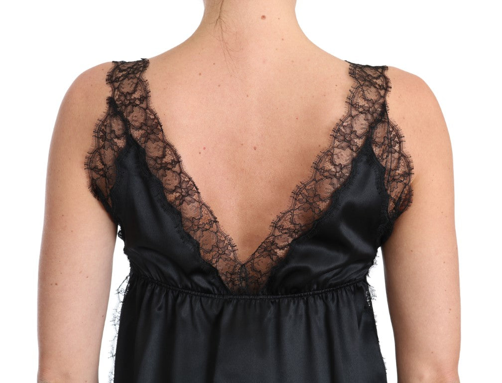 Camisola Dolce & Gabbana Lingerie de seda elástica con encaje negro-3