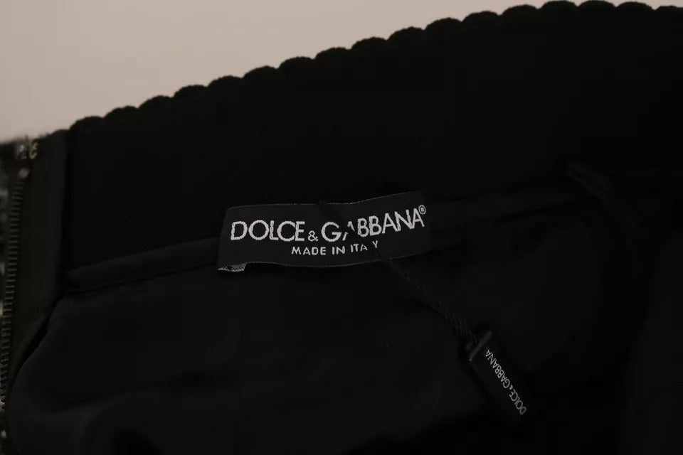 Dolce & Gabbana Schwarzer karierter Wollminirock mit Volant-7