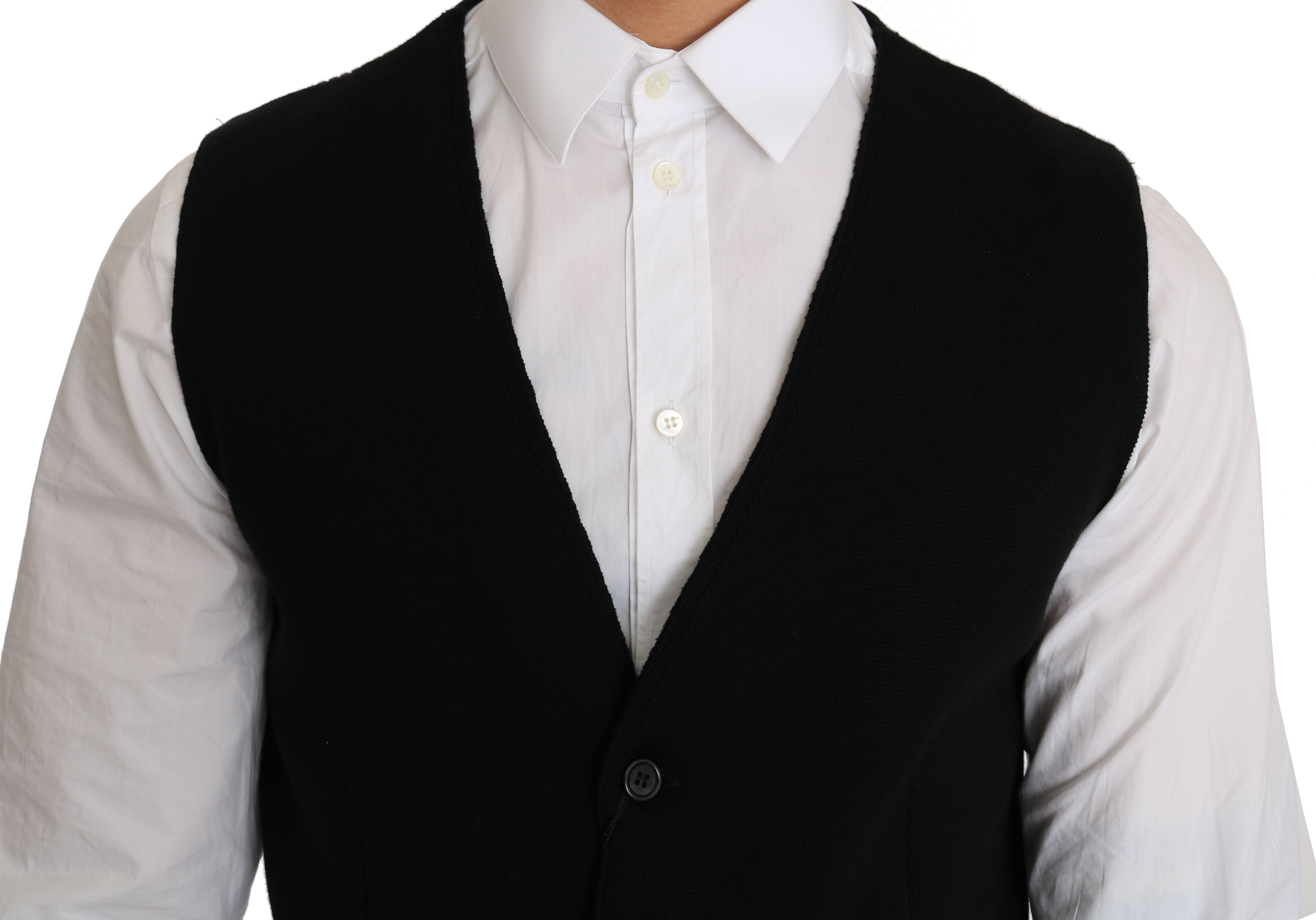 Dolce & Gabbana Schwarzes Baumwollkleid mit gewebter Weste-2