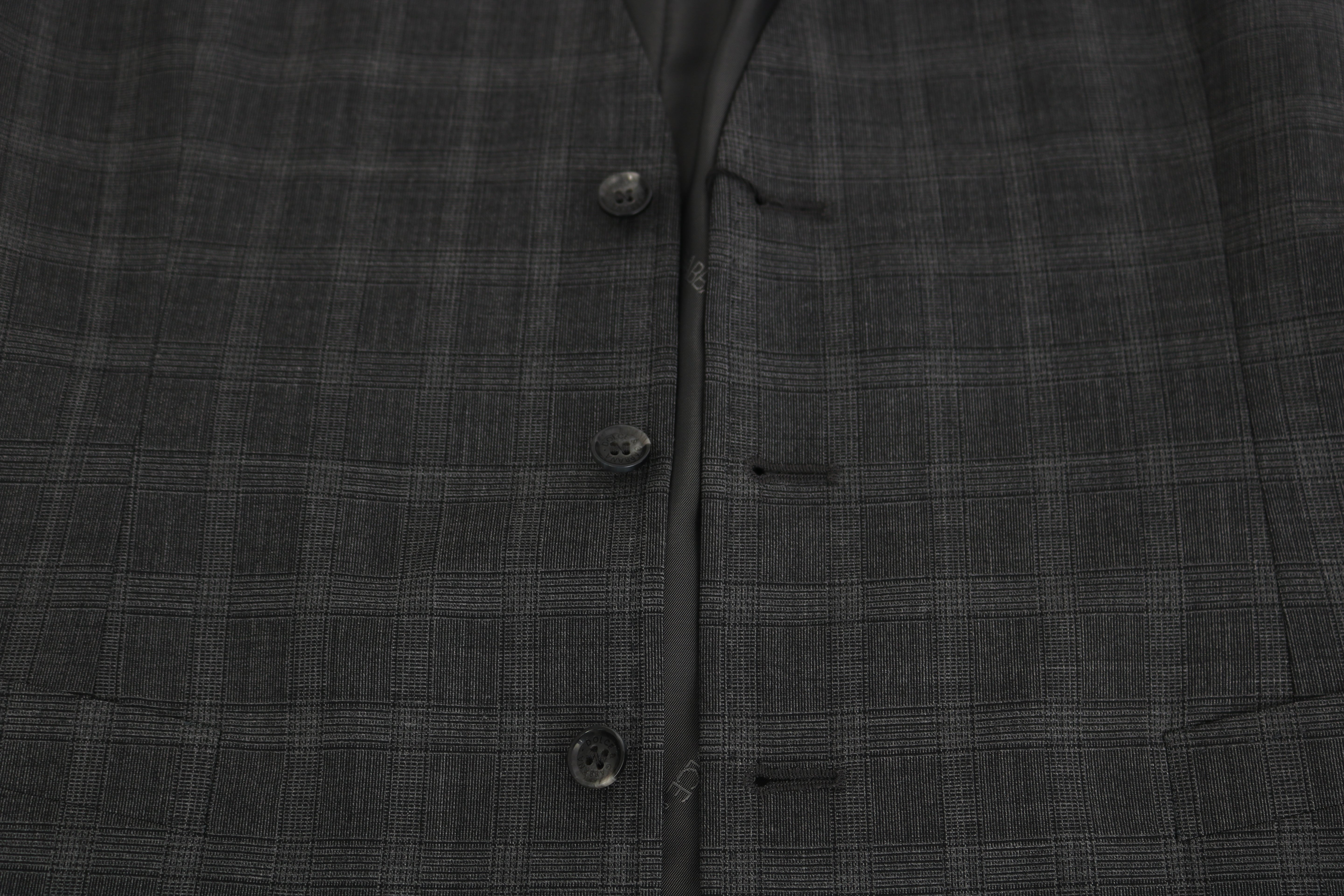Dolce & Gabbana Grey Wool STAFF Checkered Stretch Vest-3