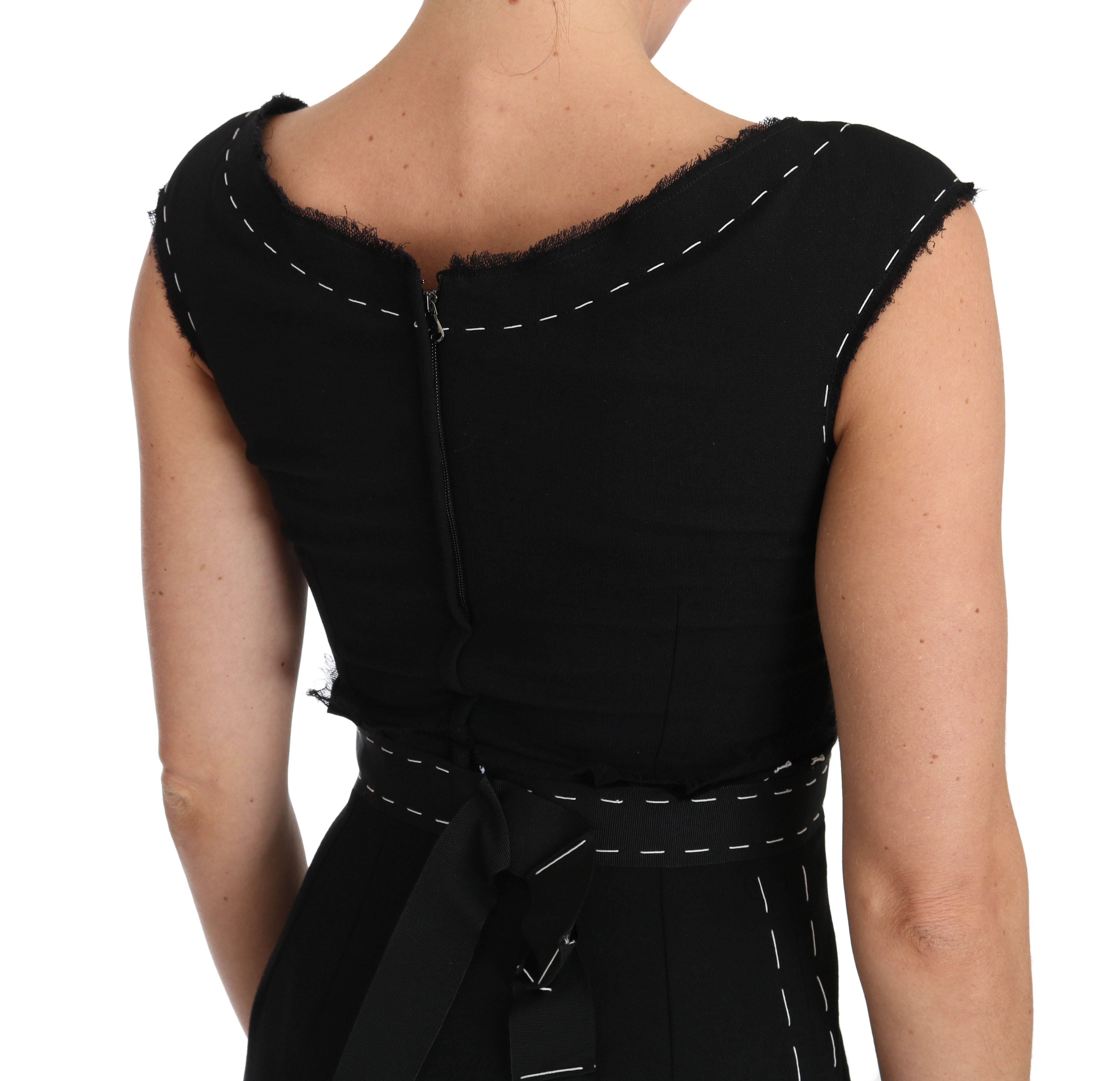 Dolce & Gabbana Black Stretch Wool A-Line Sheath Dress-5
