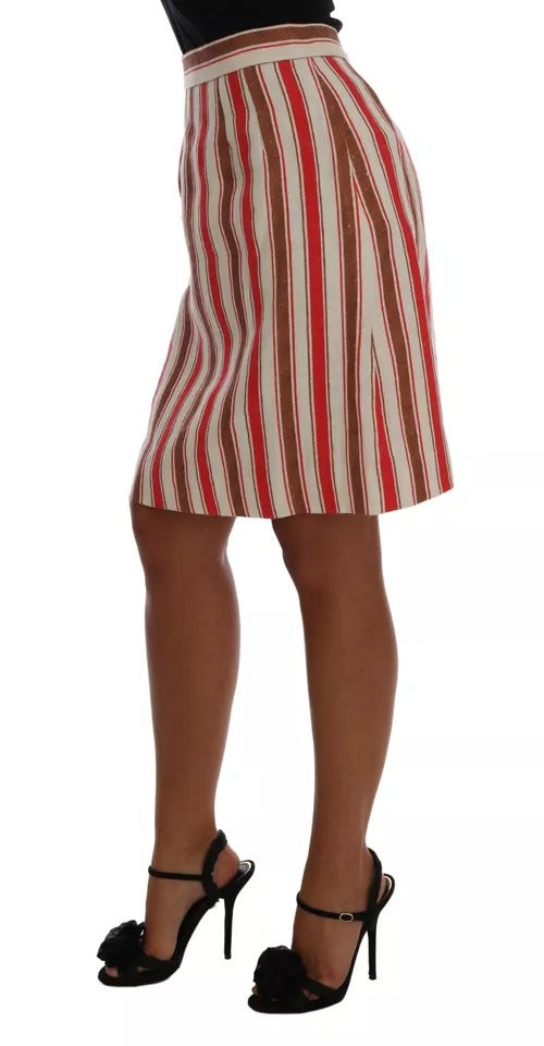 Dolce & Gabbana Multicolor Portofino Stripe Cotton Midi Skirt-2