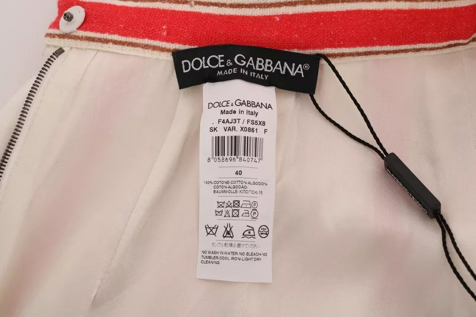 Dolce & Gabbana Multicolor Portofino Stripe Cotton Midi Skirt-5