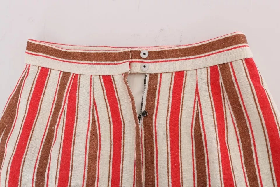 Dolce & Gabbana Multicolor Portofino Stripe Cotton Midi Skirt-6