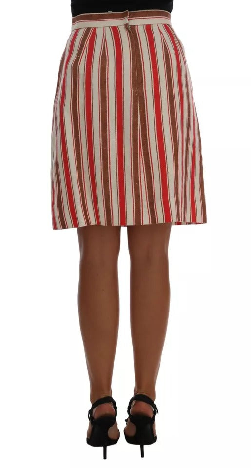 Dolce & Gabbana Multicolor Portofino Stripe Cotton Midi Skirt-4