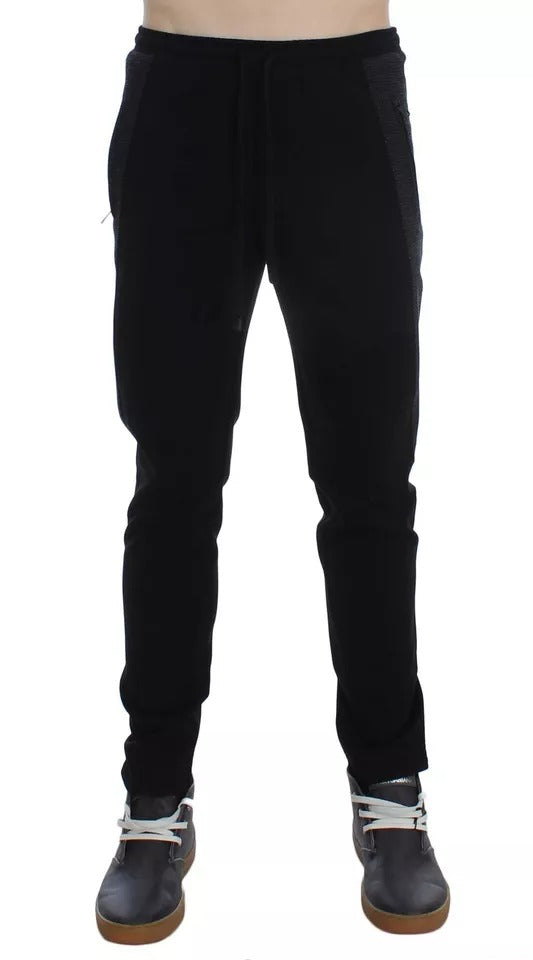 Dolce & Gabbana Black Grey Wool Casual Trousers Stripe Trousers-2