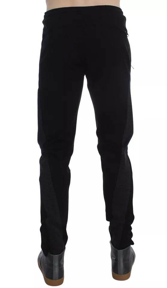 Dolce & Gabbana Black Grey Wool Casual Trousers Stripe Trousers-3