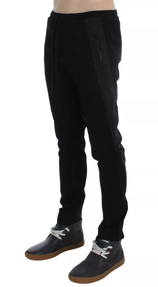 Dolce & Gabbana Black Grey Wool Casual Trousers Stripe Trousers-4