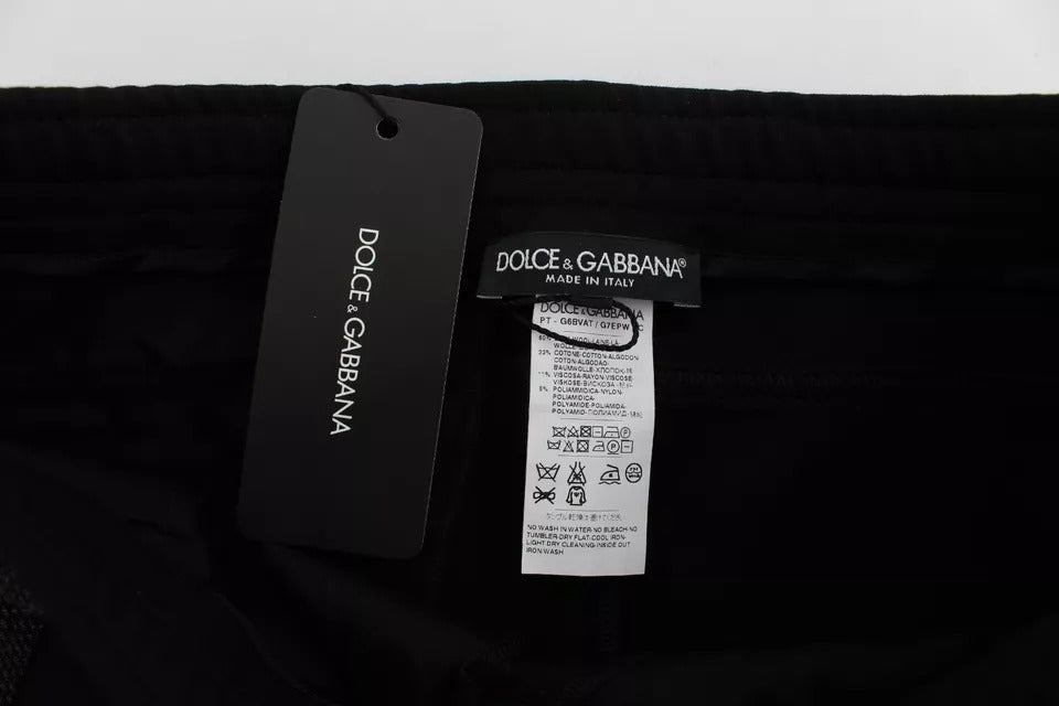 Dolce & Gabbana Black Grey Wool Casual Trousers Stripe Trousers-6