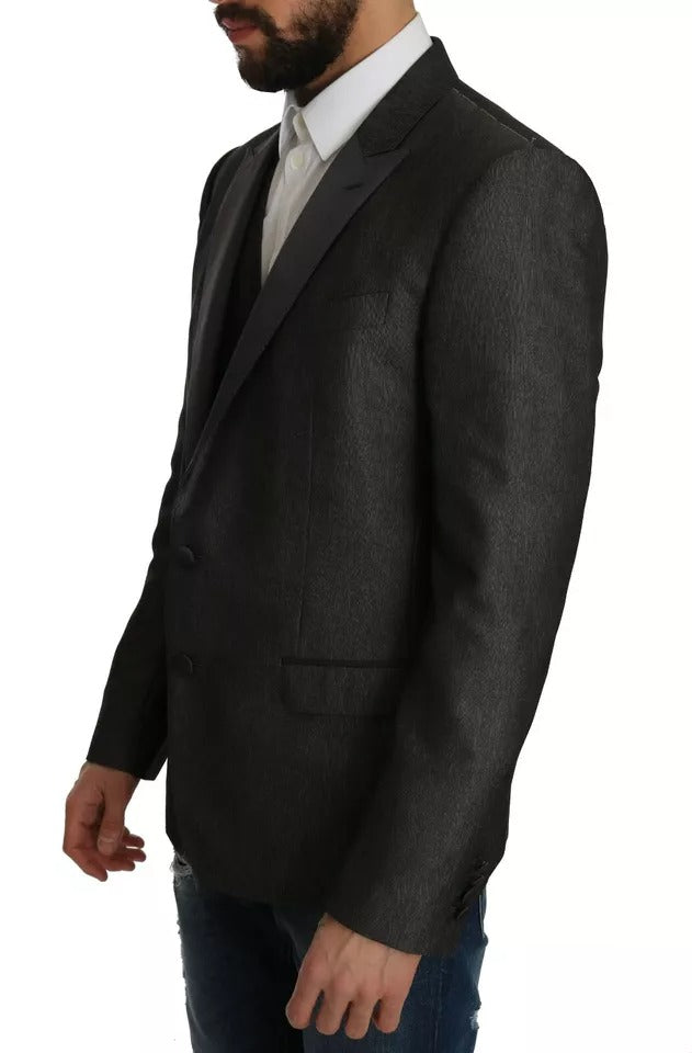 Dolce & Gabbana Grauer MARTINI 2 Stück Weste Mantel Blazer-3