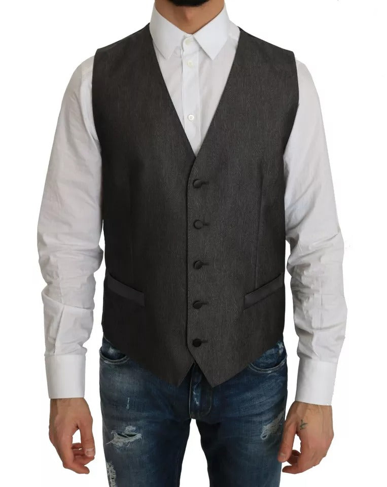 Dolce & Gabbana Grauer MARTINI 2 Stück Weste Mantel Blazer-5