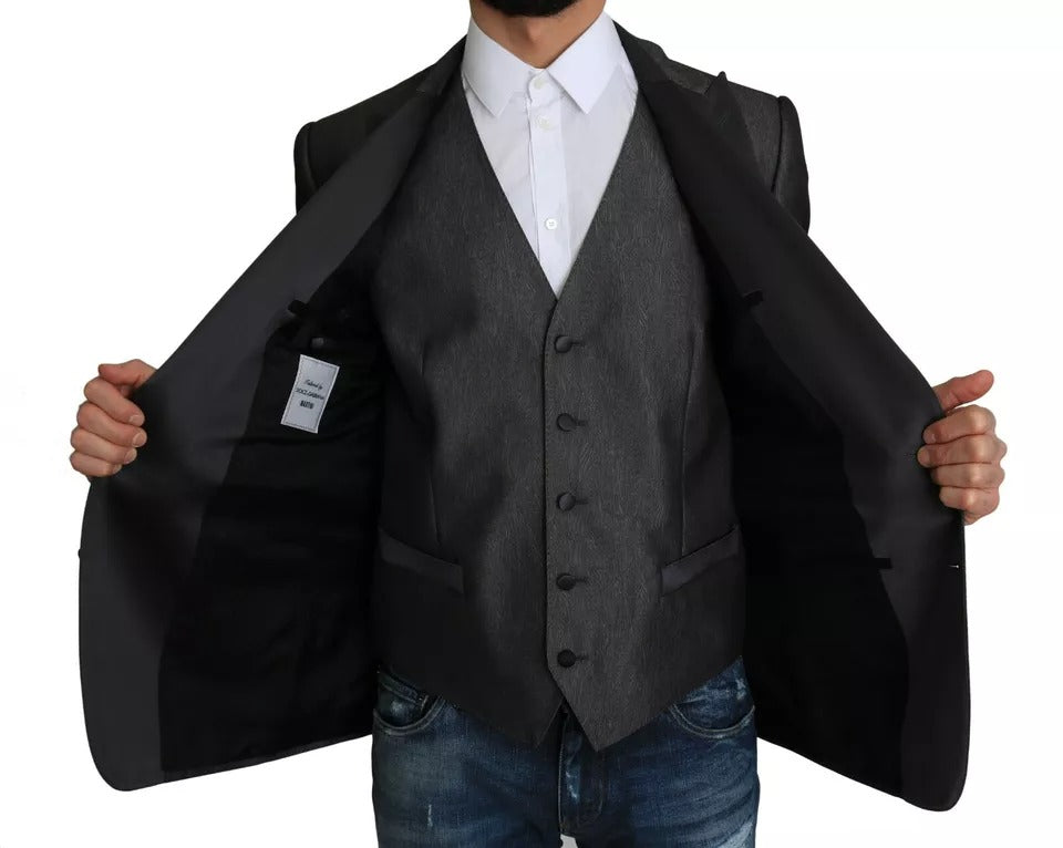Dolce & Gabbana Grauer MARTINI 2 Stück Weste Mantel Blazer-6