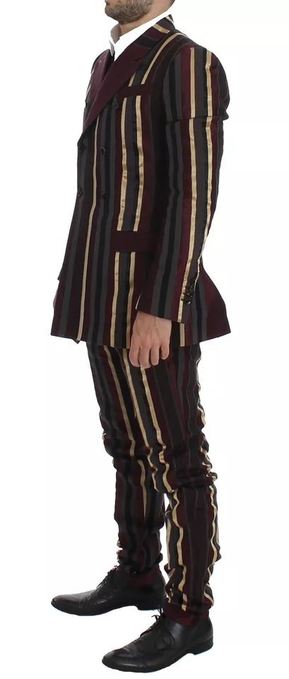 Dolce & Gabbana Multicolor Striped Runway 3 Piece Slim Fit Vest Suit-2