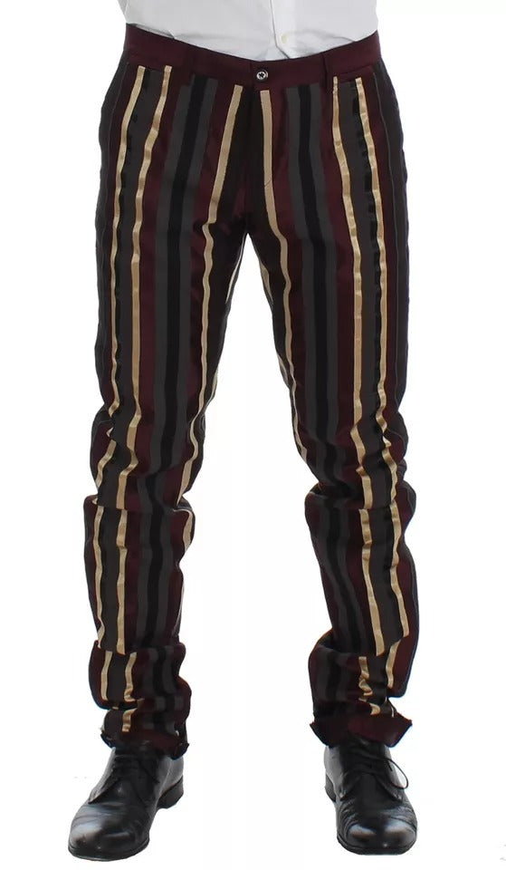 Dolce & Gabbana Multicolor Striped Runway 3 Piece Slim Fit Vest Suit-6