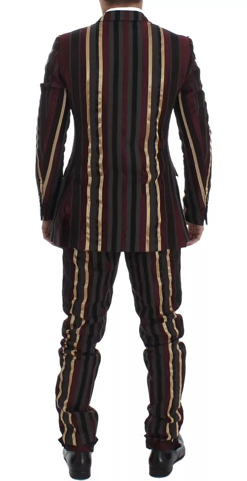 Dolce & Gabbana Multicolor Striped Runway 3 Piece Slim Fit Vest Suit-3