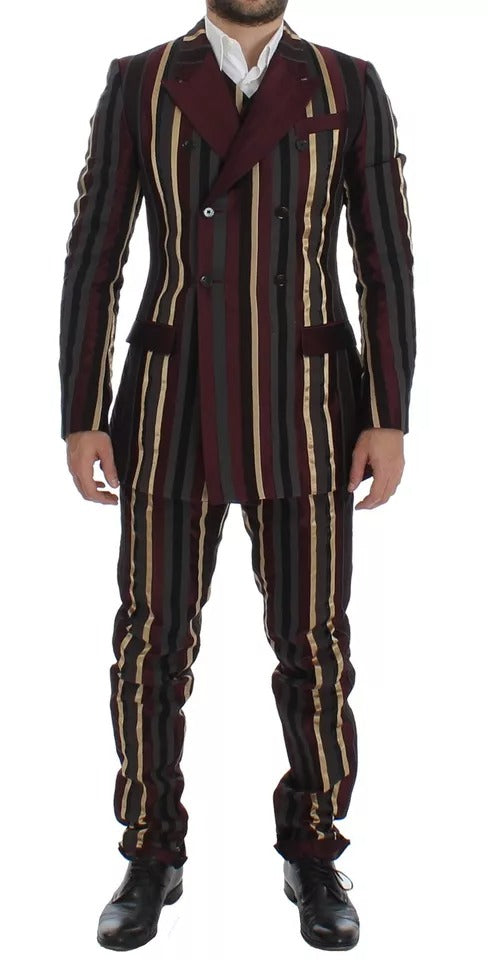 Dolce & Gabbana Multicolor Striped Runway 3 Piece Slim Fit Vest Suit-1