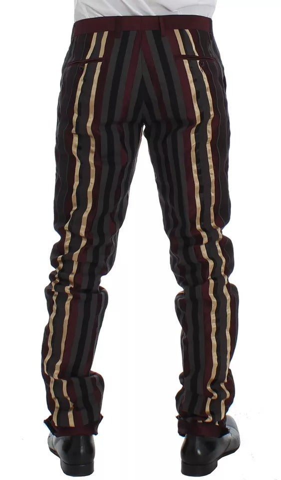 Dolce & Gabbana Multicolor Striped Runway 3 Piece Slim Fit Vest Suit-5