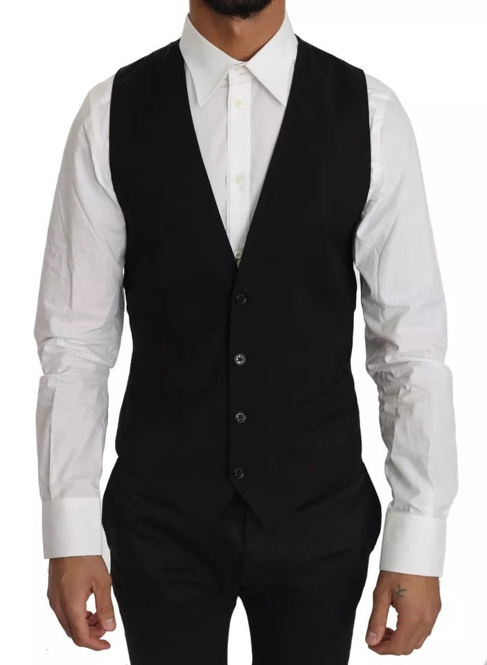 Dolce & Gabbana Schwarze Logo-Weste aus Wolle-1