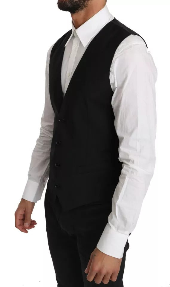 Dolce & Gabbana Schwarze Logo-Weste aus Wolle-3