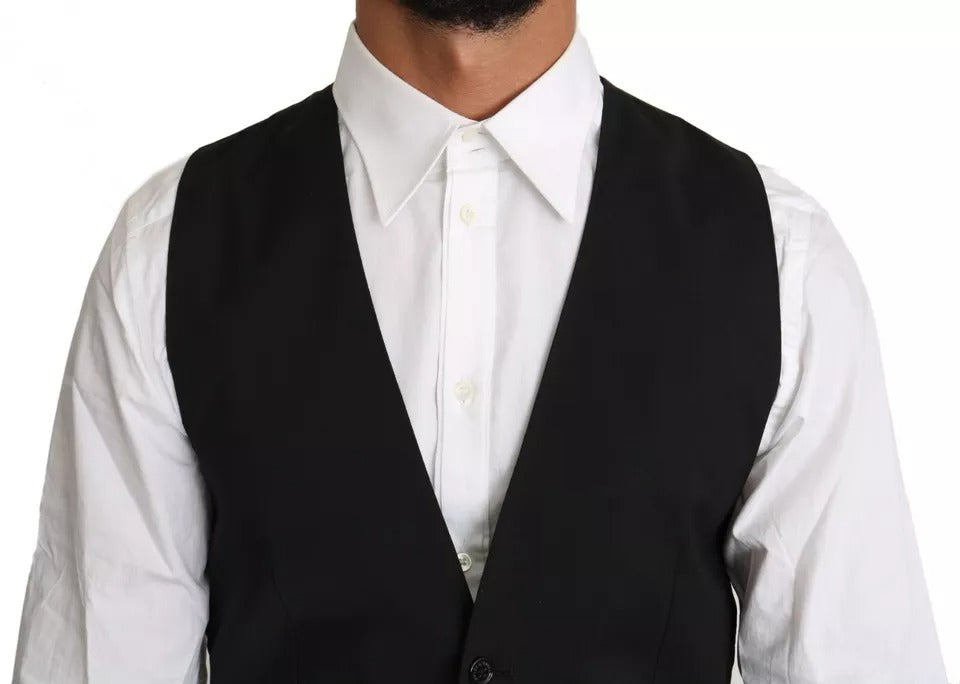 Dolce & Gabbana Schwarze Logo-Weste aus Wolle-5