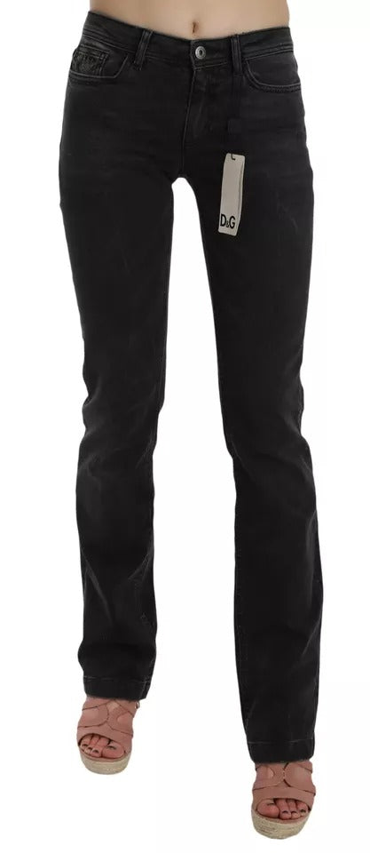 Dolce & Gabbana Black Slim Fit Jeans in Cotton D&G Trousers-2