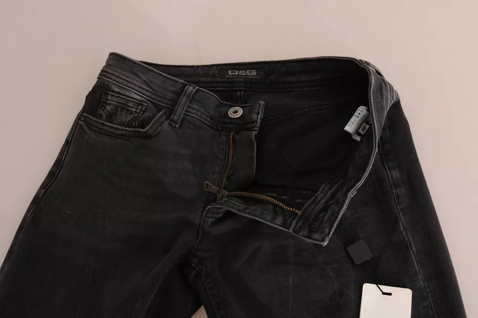 Dolce & Gabbana Black Slim Fit Jeans in Cotton D&G Trousers-7
