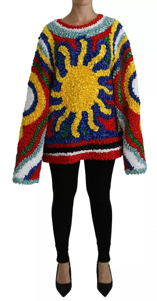 Blusa suéter con volantes y sol multicolor de Dolce & Gabbana-1