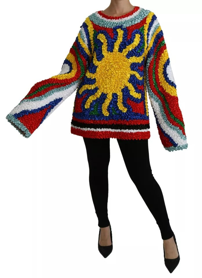 Blusa suéter con volantes y sol multicolor de Dolce & Gabbana-4