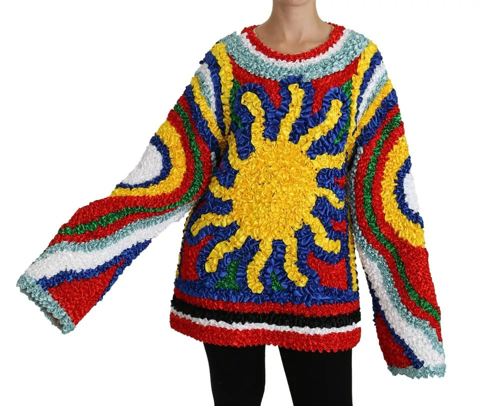 Blusa suéter con volantes y sol multicolor de Dolce & Gabbana-5