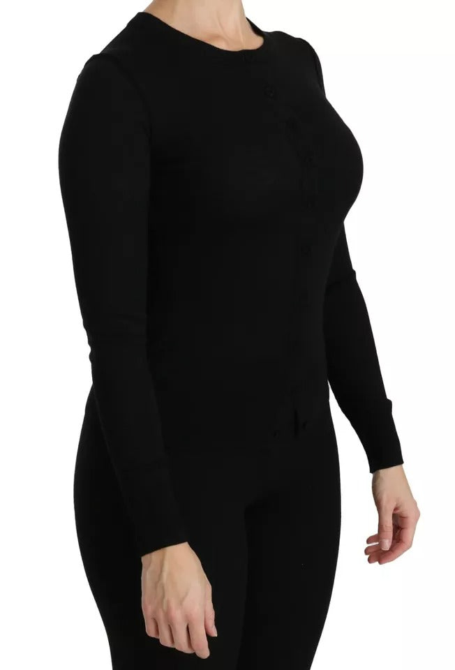 Dolce & Gabbana Black long-sleeved virgin wool blouse top-3