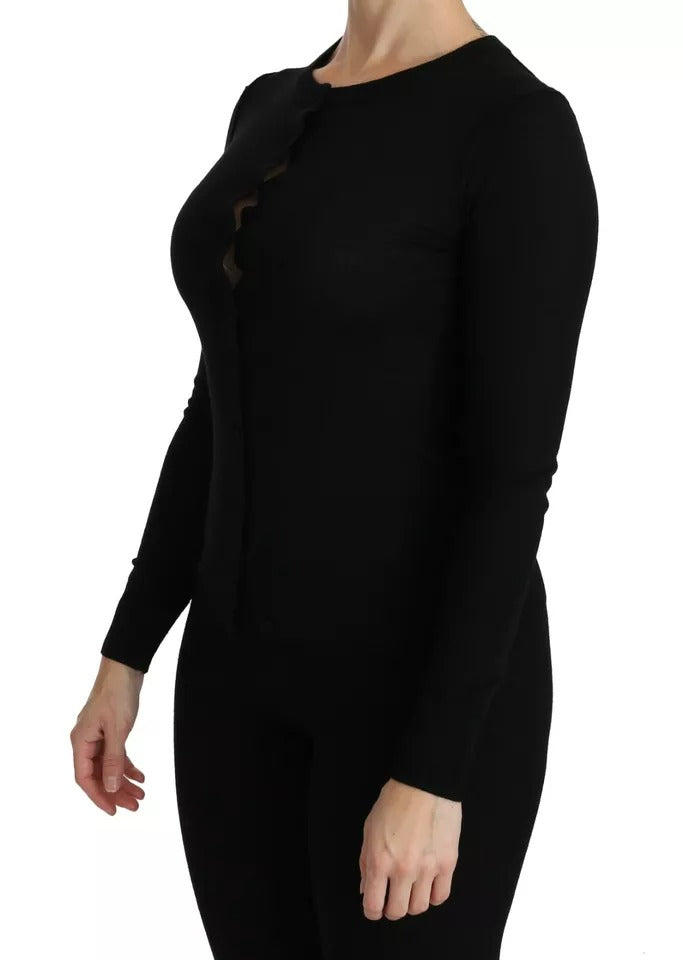 Dolce & Gabbana Black long-sleeved virgin wool blouse top-4